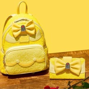 Loungefly Exclusive Disney Belle Sequin Minibackpack and Wallet Set